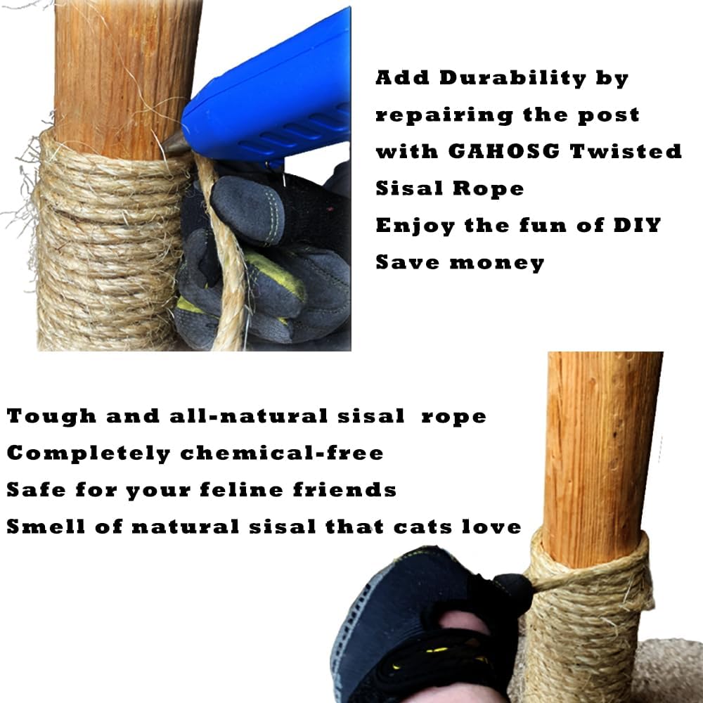 キレイ長持ち キャットツリー用リペアロープ 太さ 6mm・爪研ぎ/爪とぎ用・猫ツリー/キャットウォーク用・麻縄・麻ひも(ブラウン)50m - 画像 (3)