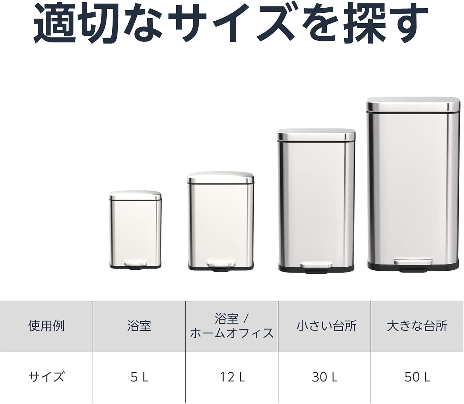 Amazonベーシック ゴミ箱 5l(5リットル) ソフトクローズ 静音 ふた付き ペダル付き スチール製 ステンレススチール おしゃれ 長方形 シルバー - 画像 (7)