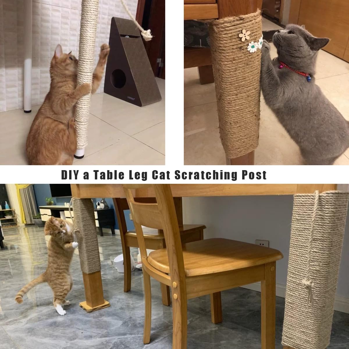 キレイ長持ち キャットツリー用リペアロープ 太さ 6mm・爪研ぎ/爪とぎ用・猫ツリー/キャットウォーク用・麻縄・麻ひも(ブラウン)50m - 画像 (4)