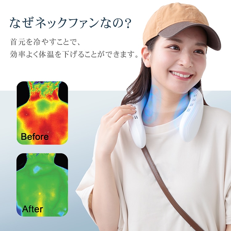 ネッククーラー ネックファン 首掛け扇風機 携帯扇風機 3段階温度設定 大容量バッテリー 軽量 瞬間冷却 熱中症対策 通勤通学 アウトドア SG188 - 画像 (2)