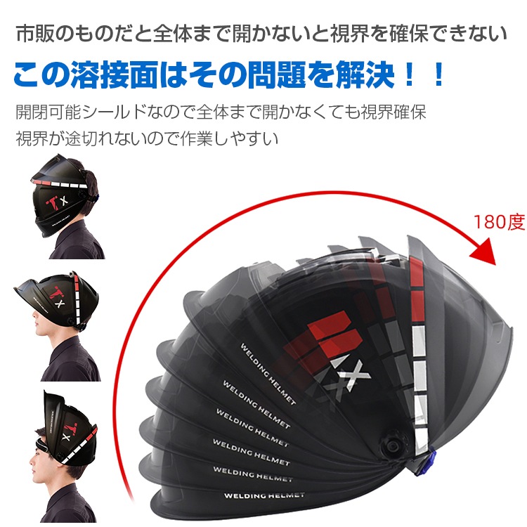 溶接面 自動遮光溶接面 遮光反応速度5/10000秒 頭囲調整可能 アーク・MIG・MAG・TIG・プラズマ対応 軽量 使いやすい 眼鏡やゴーグルをかけたまま sg031 - 画像 (4)