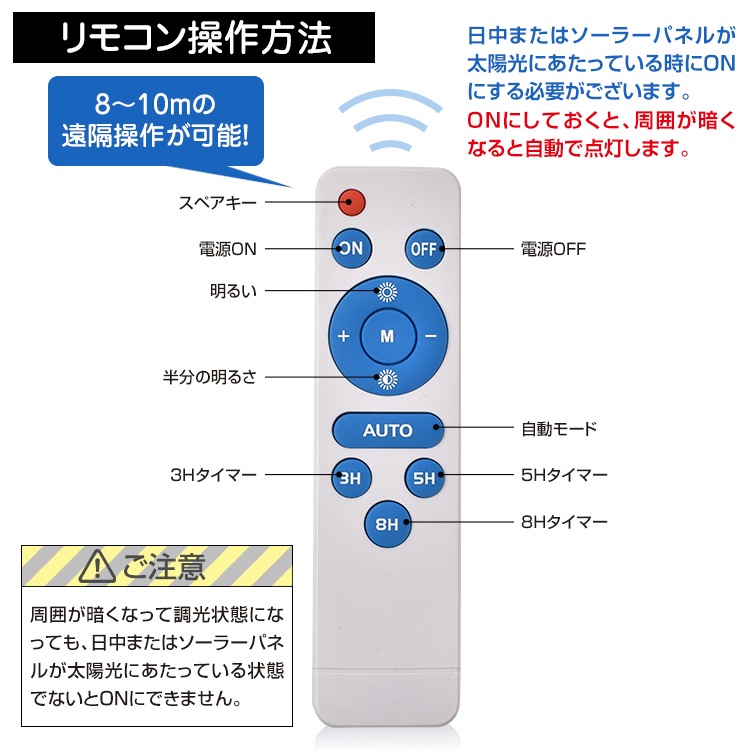 LEDソーラー街灯 屋外ソーラーライト 高輝度 ソーラー充電式 自動点灯/消灯 300w相当 設置簡単 防水 配線不要 電気代ゼロ お庭 駐車場 ガーデン sl075 - 画像 (2)