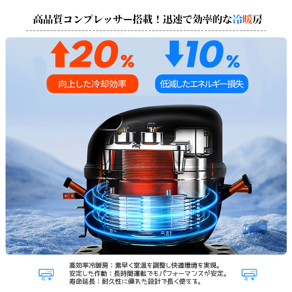 小型エアコン 高効率 操作簡単 リモコン付き タイマー設定可能 雰囲気ライト搭载 持ち運び可 冷房 除湿 暖房 オールシーズン キャンプ 部屋 家庭 アウトドア ZSZ - 画像 (6)