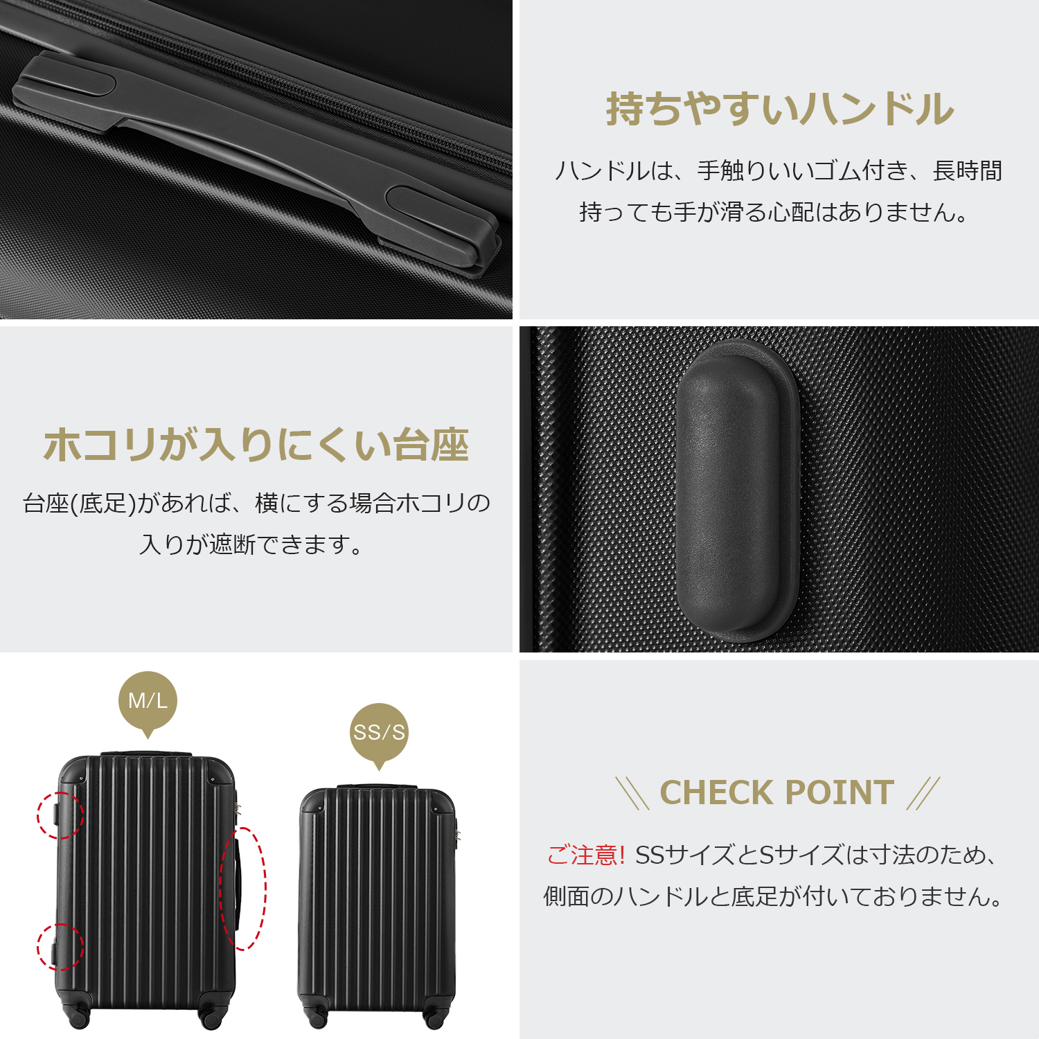 Mサイズ スーツケース キャリーバッグ キャリーケース 超軽量 TSAロック搭載 4日-7日 中型 PP298908AAA - 画像 (5)