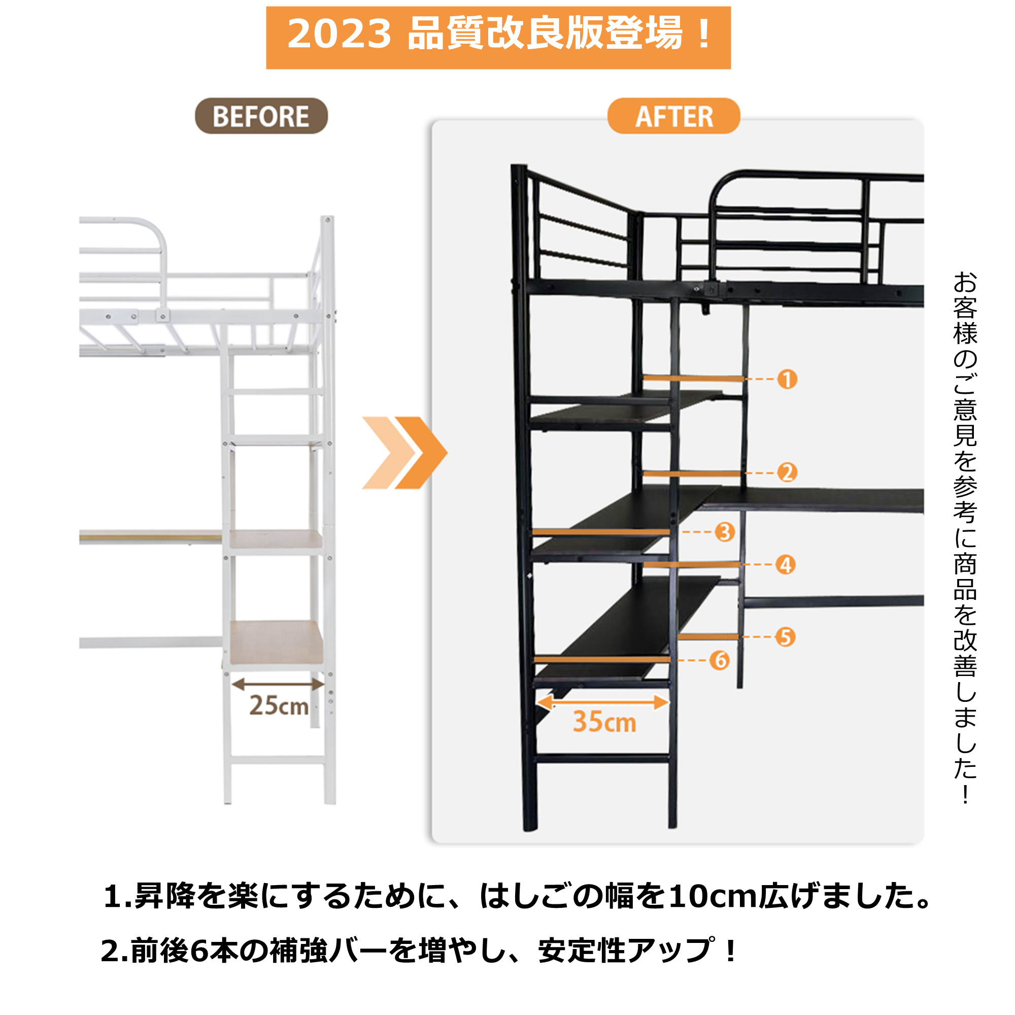 ロフトベッド シングル パイプベッド 収納棚 デスク付き 北欧風 コンセント付き 収納 子供ベッド 耐震 ベッド パイプ 金属 はしご WF305229AAA - 画像 (2)