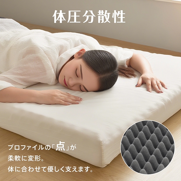 高反発マットレス 折りたたみ 三つ折り 厚さ10cm 170N 体圧分散 洗えるカバー付き 消臭 敷布団 セミシングル in059-ss - 画像 (9)