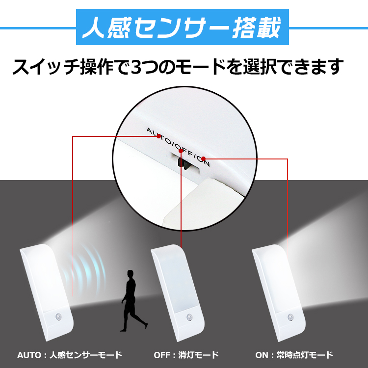 人感センサーライト 懐中電灯 夜間灯 LEDライト 高輝度 USBケーブル マグネット付き 両面テープ付き 室内 クローゼット 部屋 玄関 非常時 sl049 - 画像 (5)