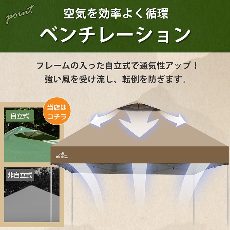 タープテント スクリーンタープ メッシュスクリーン 3~4人用 ワンタッチ 収納袋付き 高さ3段階調節 簡単設営 スチール製フレーム 日よけ 雨よけ 防虫 熱中症対策 od633 - 画像 (4)