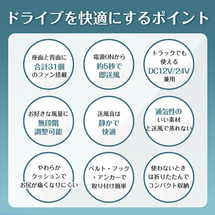 シートクーラー クールカーシート 座面 背面 静音 風量調整可 強力ファン 夏快適ドライブ 通気性 自動車 トラック 蒸れ防止 熱中症予防 猛暑対策 ee388 - 画像 (2)