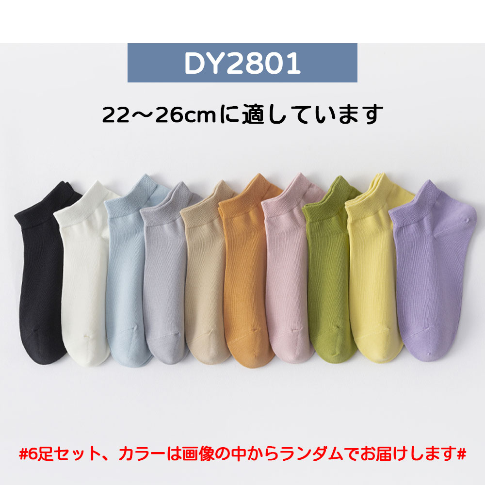 靴下 ソックス アンクルソックス レディース 6足セット 22-26cm くるぶし 防臭 抗菌 無地 柔らかい 通気性 可愛い 女性靴下 くつした 室内 DY2801 - 画像 (6)